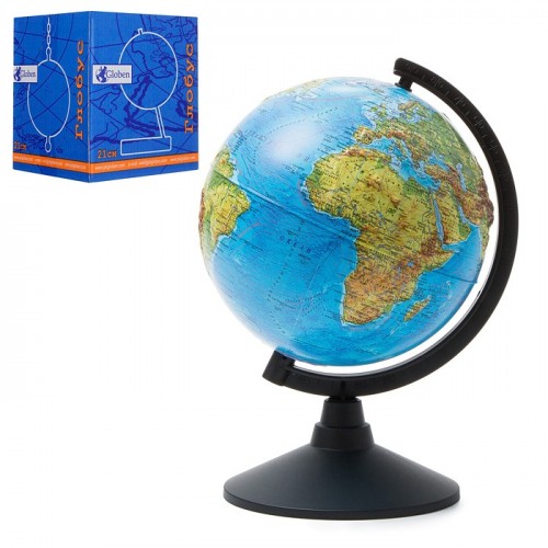 Глобус Земли физический  210мм Рельефный  Классик